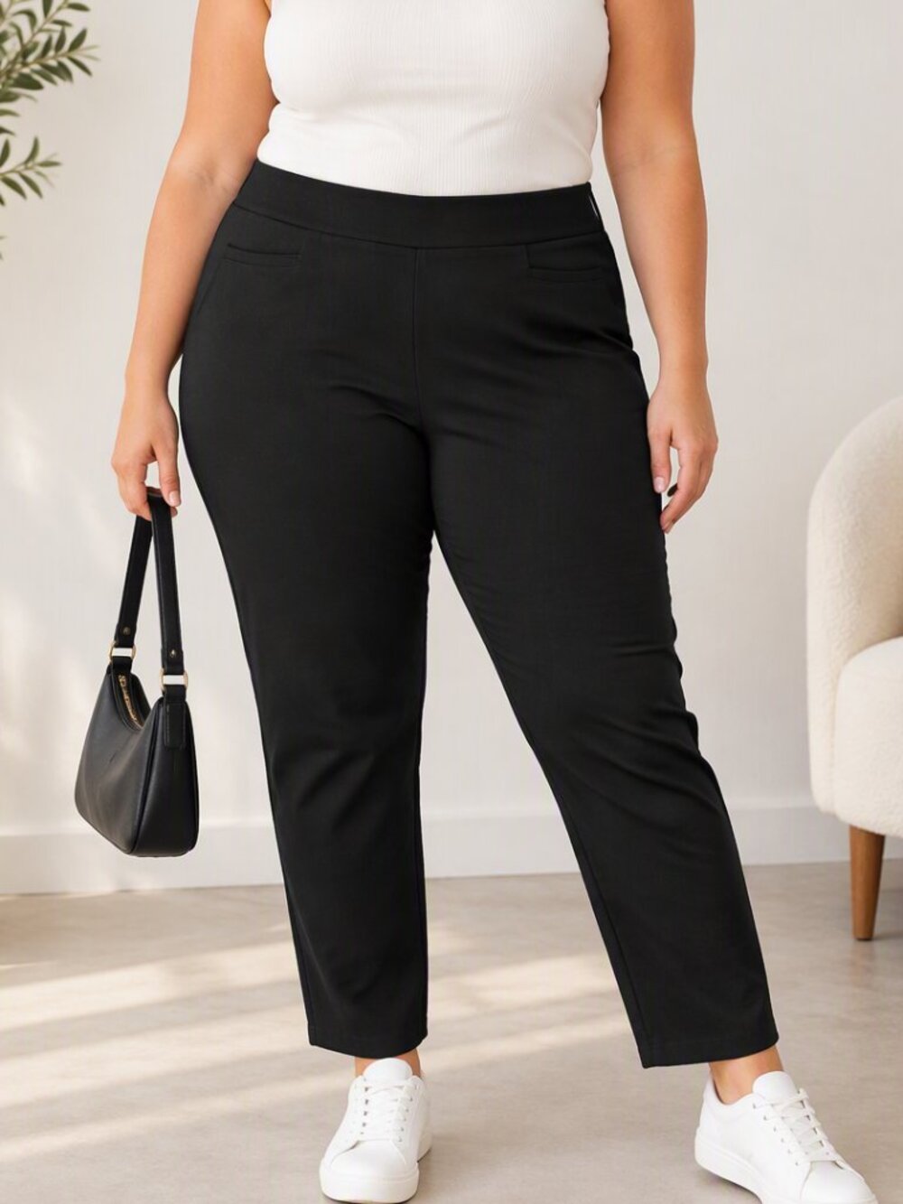 Zac & Rachel Black Stretch Pull-On Pants Size 16 Career Chic Officecore Casual